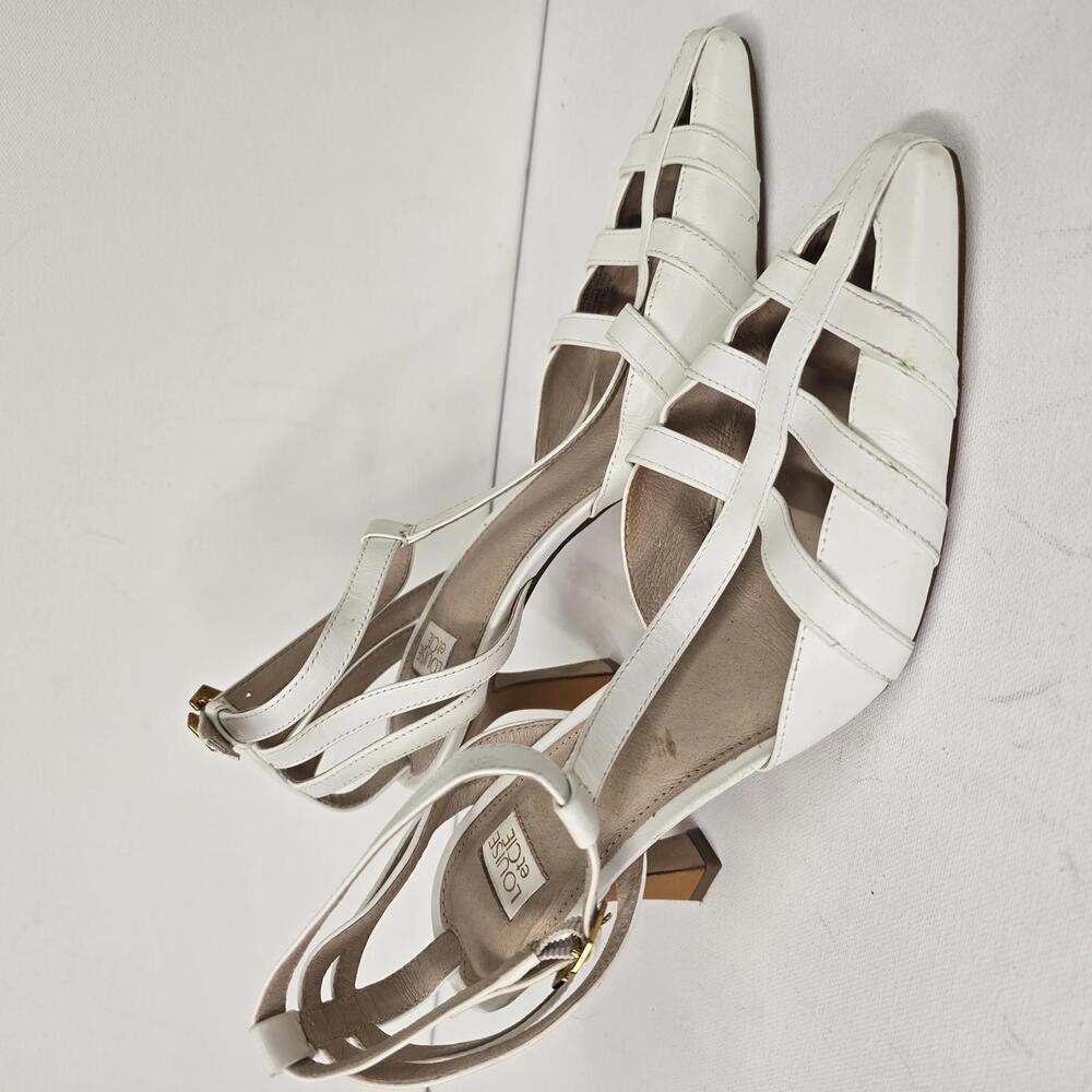 Louise et Cie Lakma White Leather Caged Pointed Toe‎ Heel Pumps Womens 8.5M